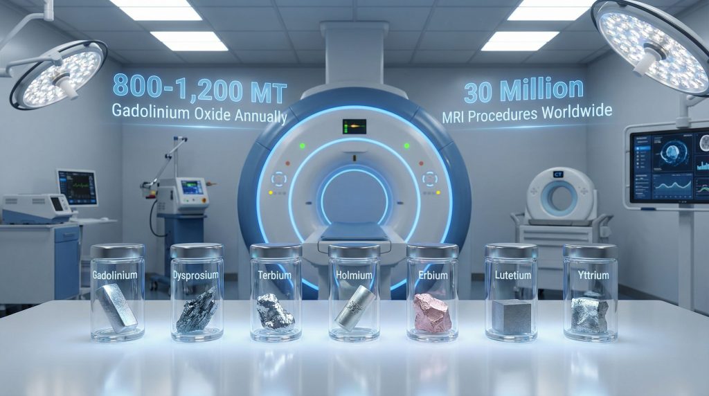 Heavy rare earths essential for MRI technology.
