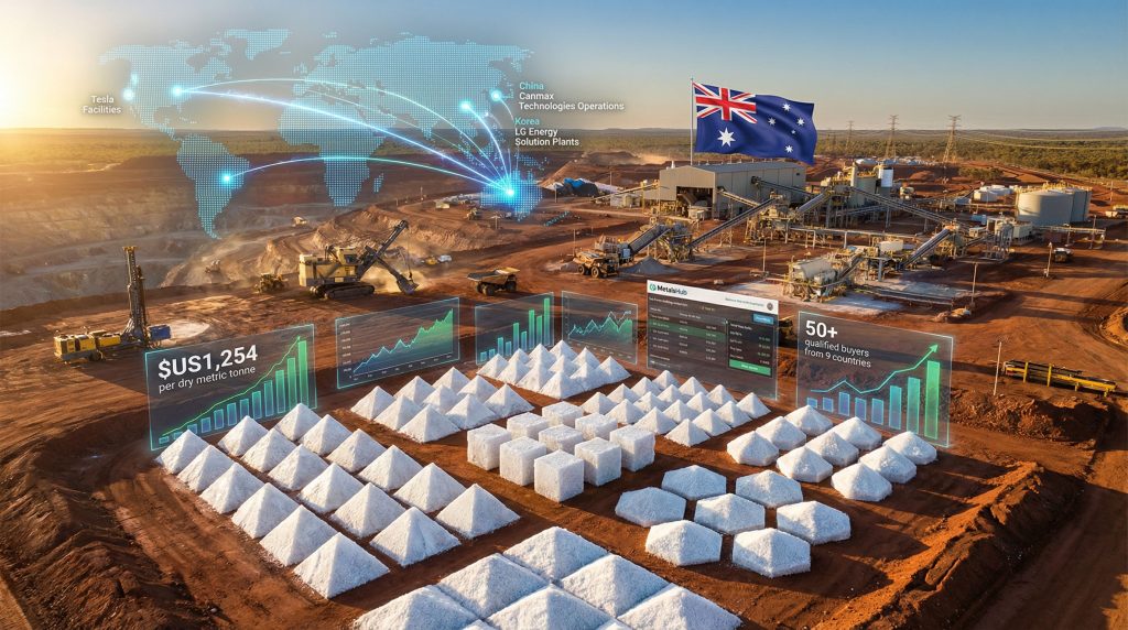 Australian lithium mine with global trade routes.
