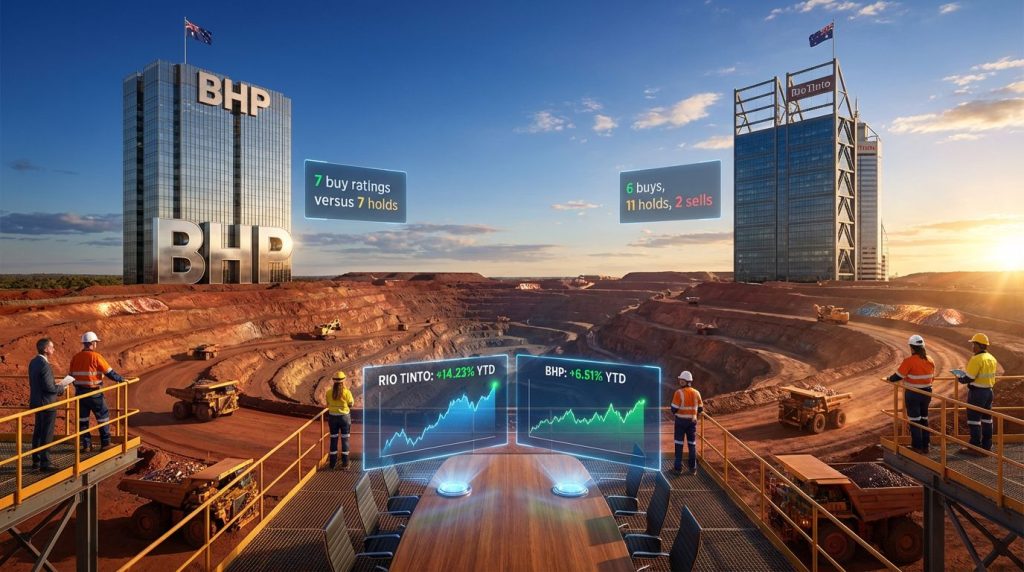 Rio Tinto versus BHP shares performance comparison.