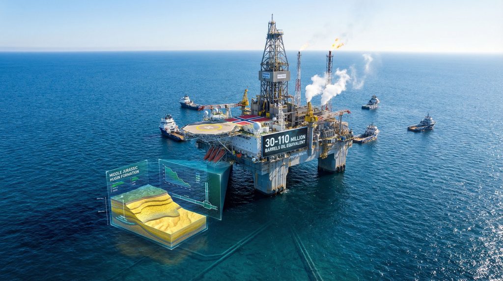 Equinor North Sea gas discovery platform offshore.