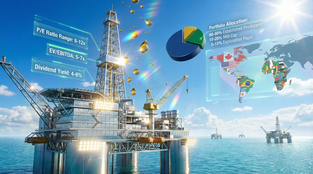Offshore rig highlighting upstream oil and gas investment strategies.