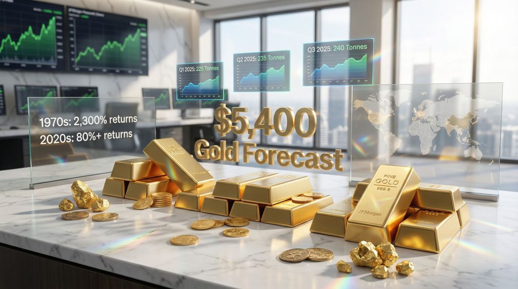JP Morgan gold price forecast: $5,400 prediction.
