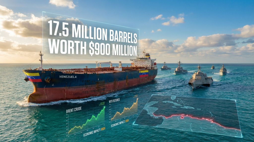 Venezuelan oil tanker monitored by naval ships.