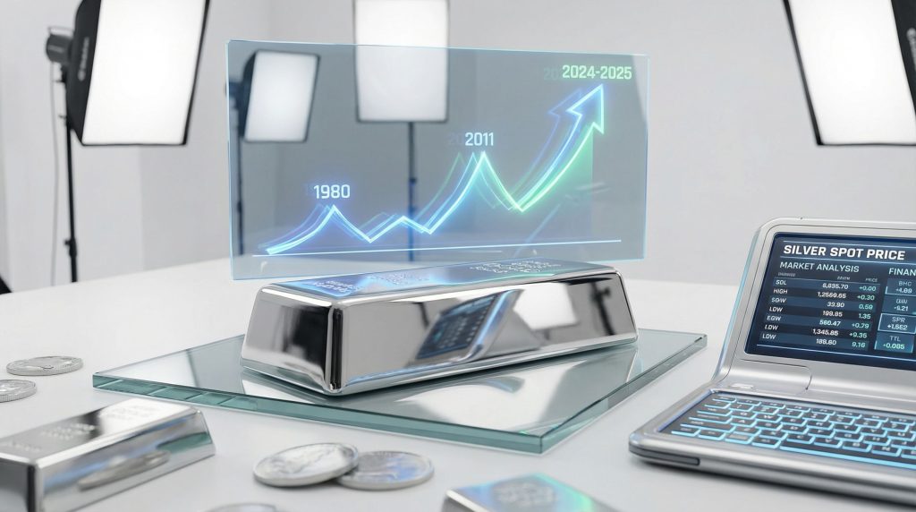 Silver breakout history with rising graph.