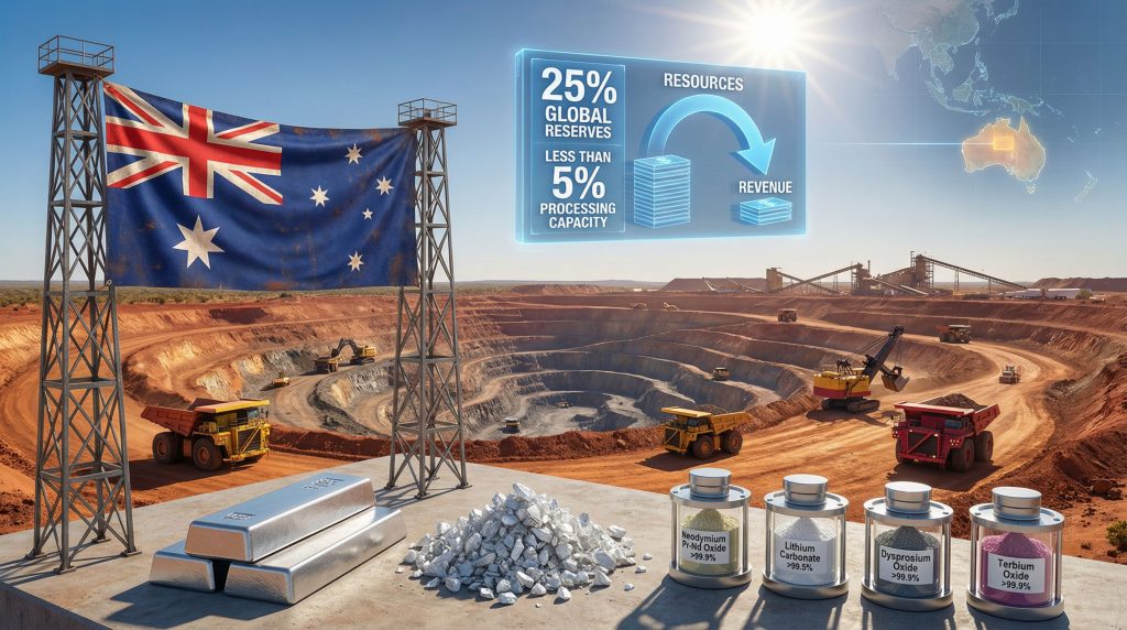Australia rare earth industry challenges depicted visually.