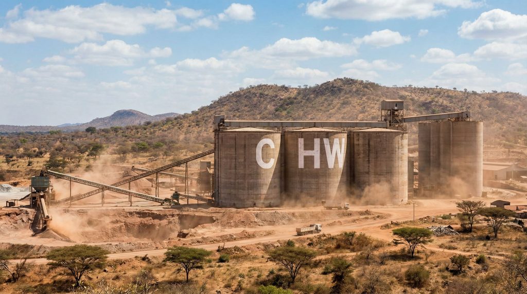 Chilwa Minerals Ltd-CHW-CHW cement plant in rural landscape.