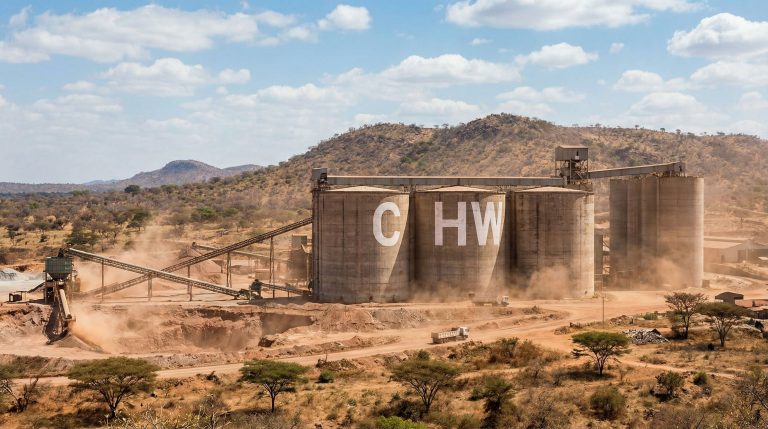 Chilwa Minerals Ltd-CHW-CHW cement plant in rural landscape.