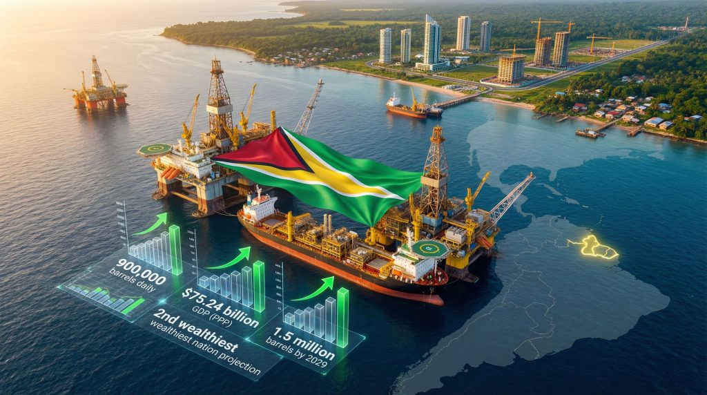 Guyana's oil industry boom visualization.