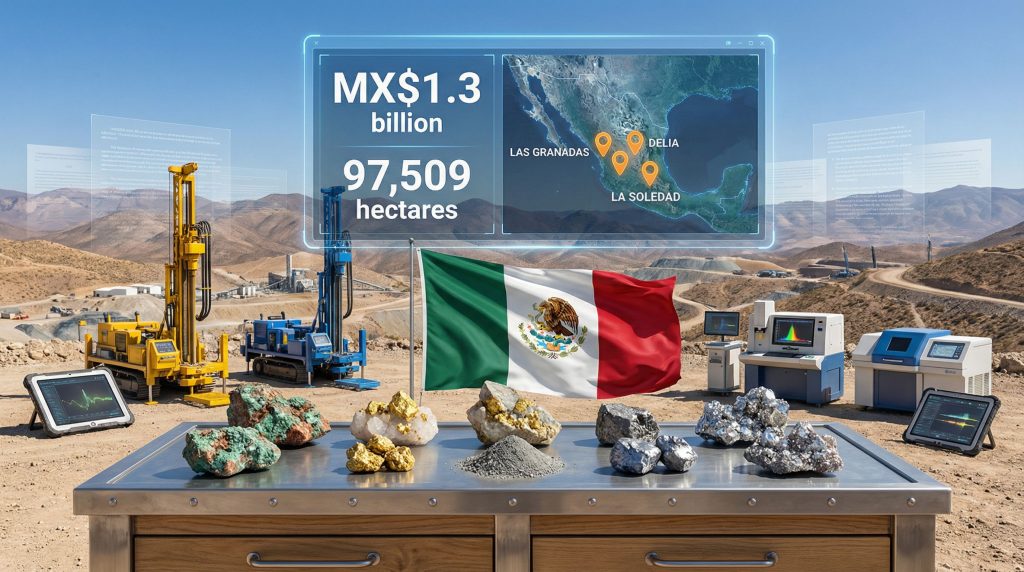 Mexican Geological Survey exploration overview with equipment.
