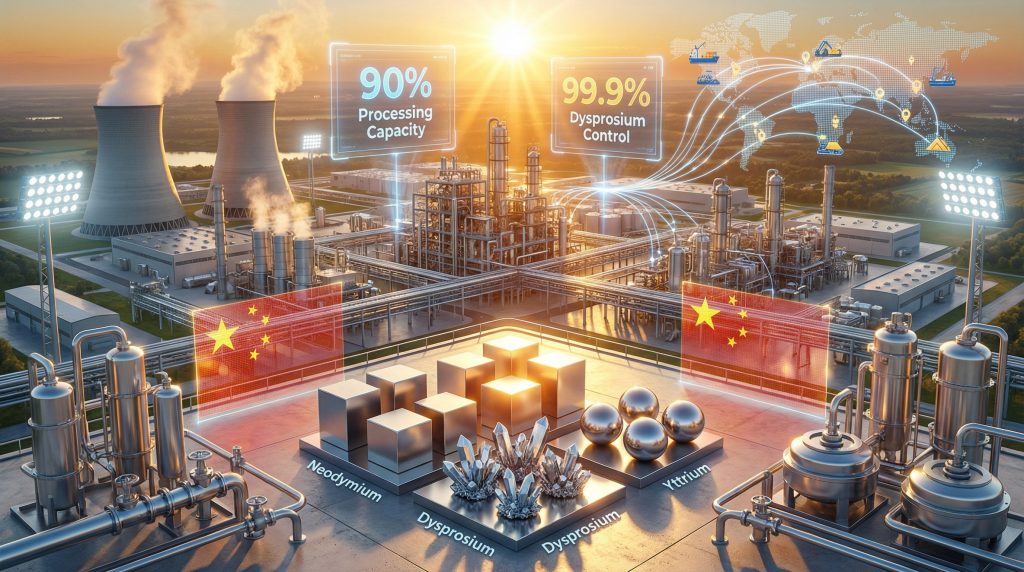 China's rare earth processing dominance visualized in industry.