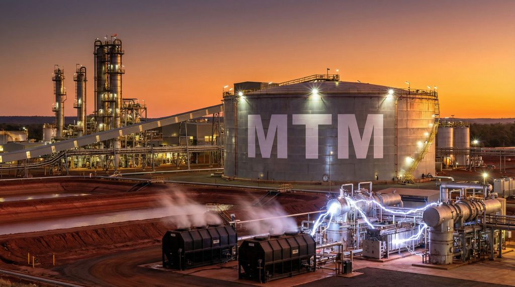 Metallium Ltd-MTM-MTM facility at sunset with machinery.