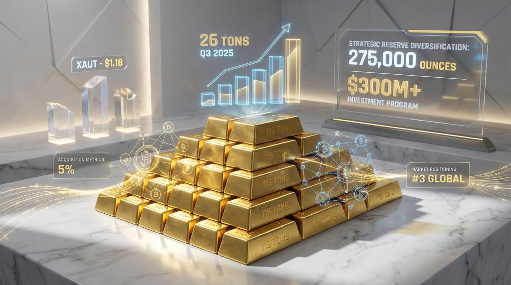 Gold bars symbolizing Tether gold reserves expansion.