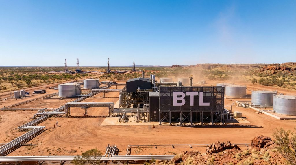 Beetaloo Energy Australia Ltd-BTL-BTL facility in a desert landscape.