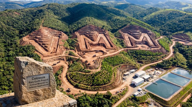 Viridis Mining and Minerals Ltd-VMM-Colossus mining project in lush landscape.