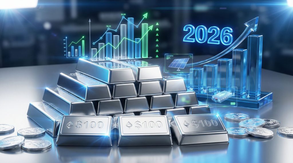 Silver prices projected to rise in 2026.