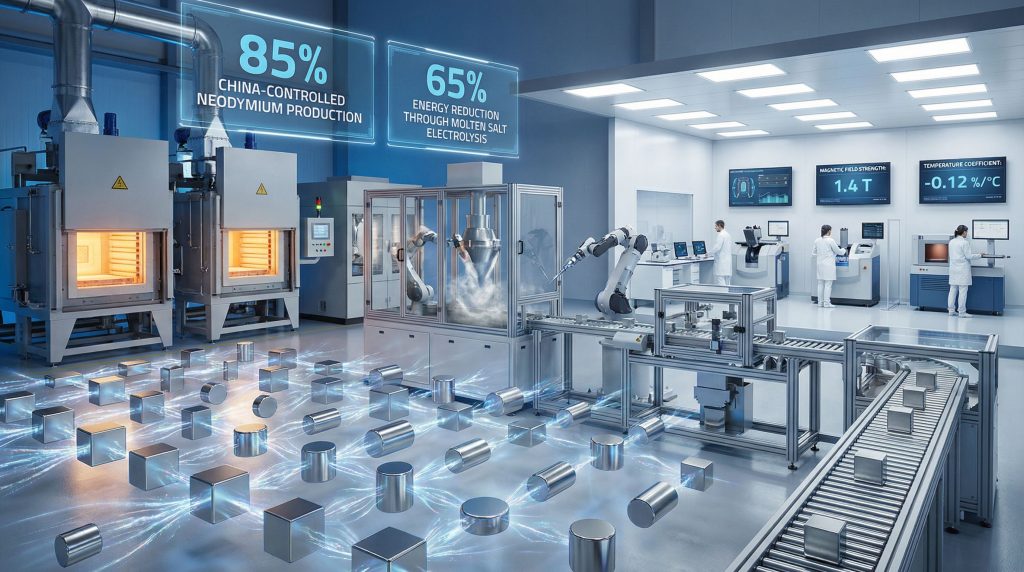 Advanced facility showcasing rare earth permanent magnets supply chain.