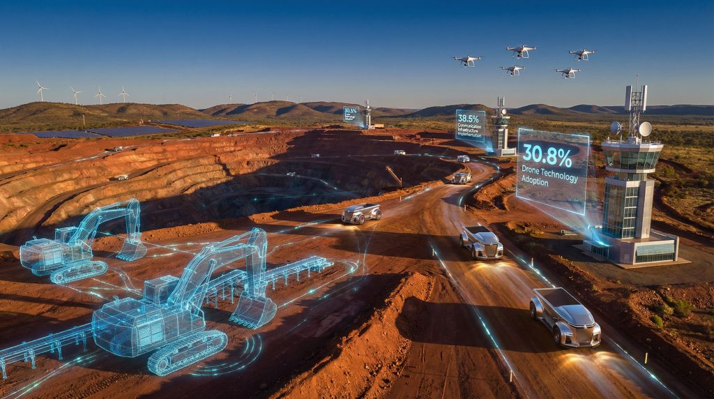 Futuristic Australasian mining technology investment landscape.