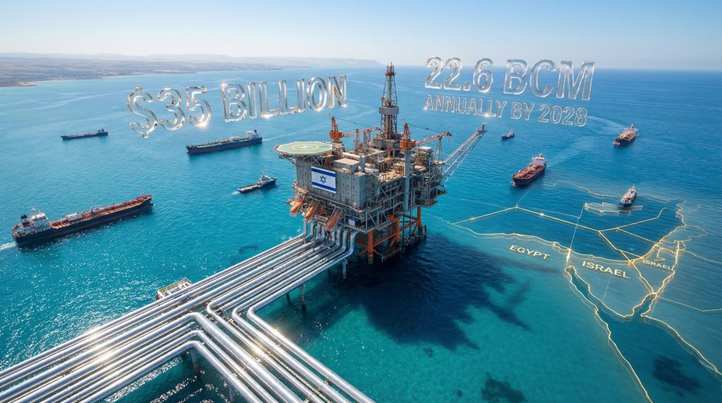 Offshore rig highlights Israel Egypt natural gas deal.