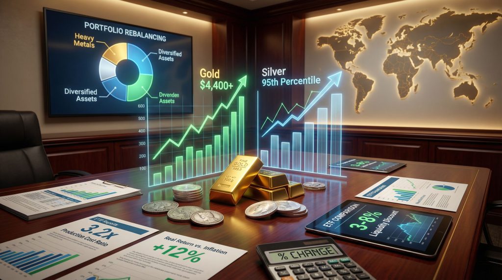 Gold and silver investment rebalancing discussion.