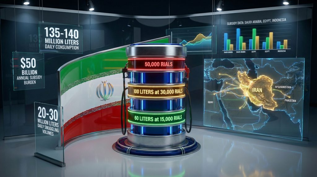 Iran gasoline price hike infographics and statistics.