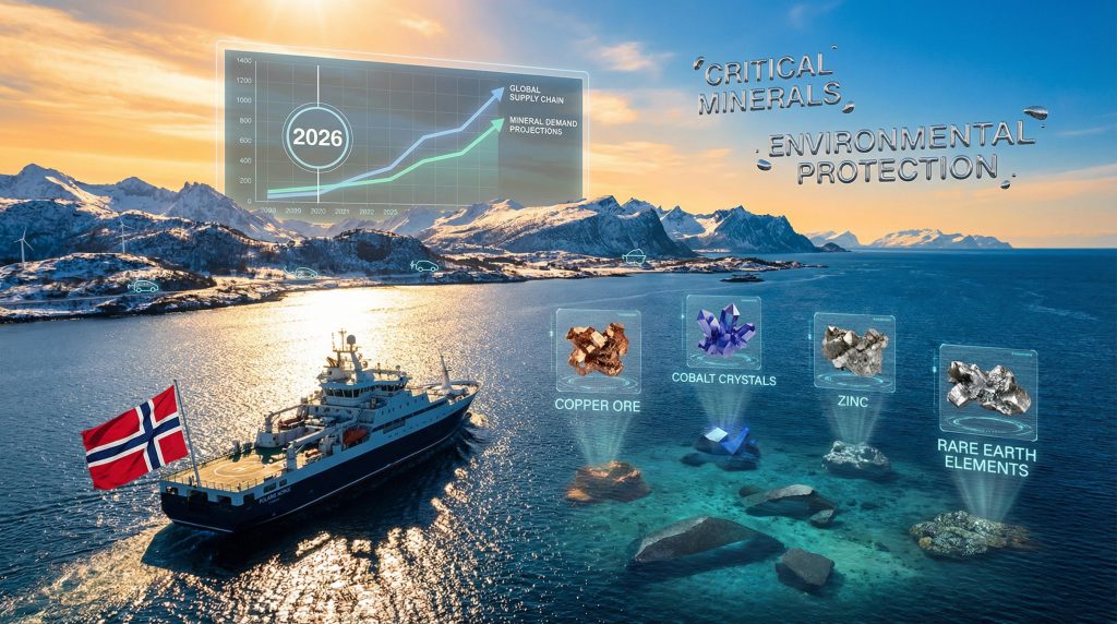 Norway abandons deep sea mining; oceanic resources depicted.