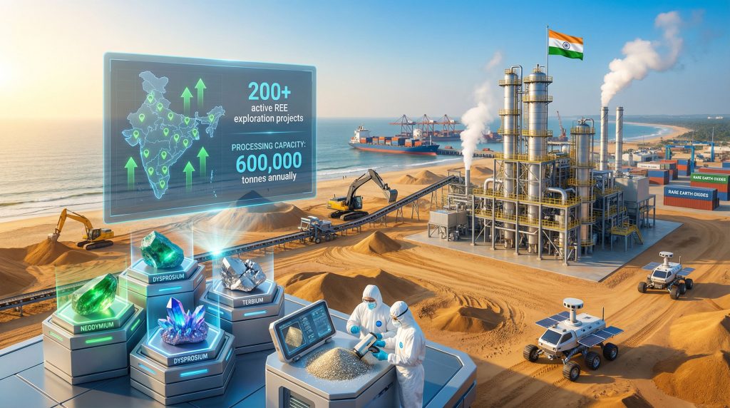 India rare earth exploration with futuristic technology.