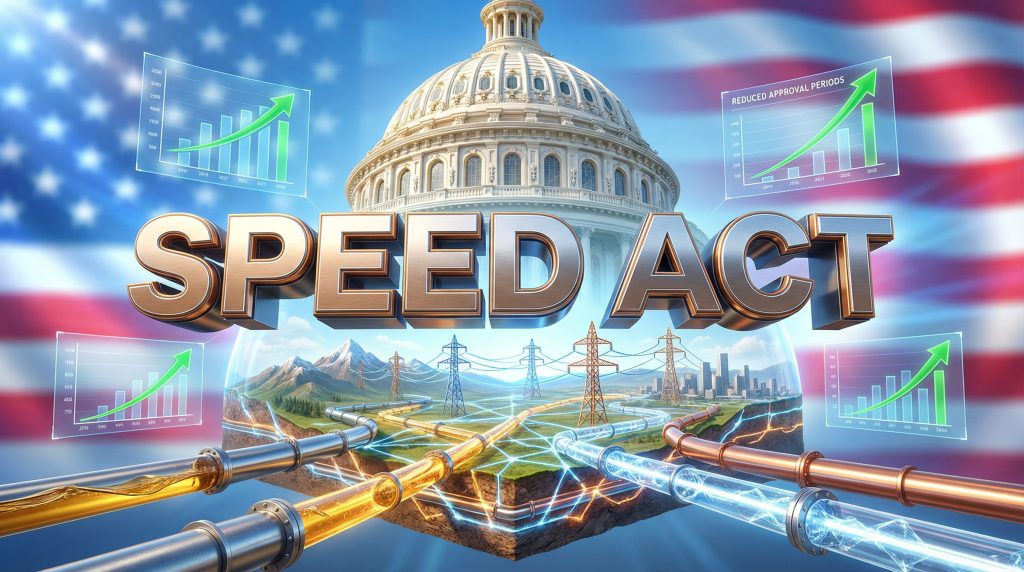 U.S. SPEED Act reform depicted with infrastructure.