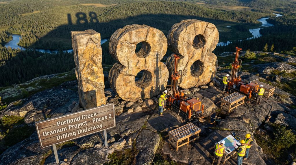 Infini Resources Ltd-I88-Uranium project drilling underway amidst mountains.