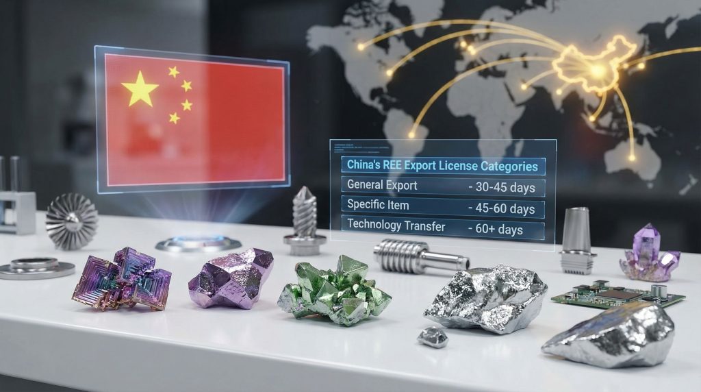 China rare earth export licenses processing times.