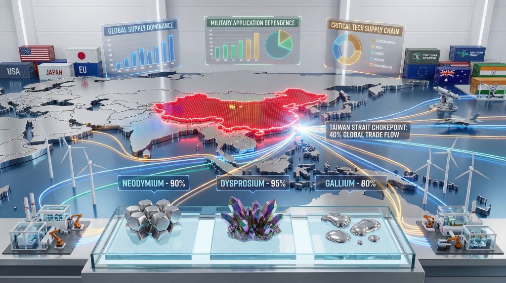 Taiwan conflict impacts rare earth supply chain.