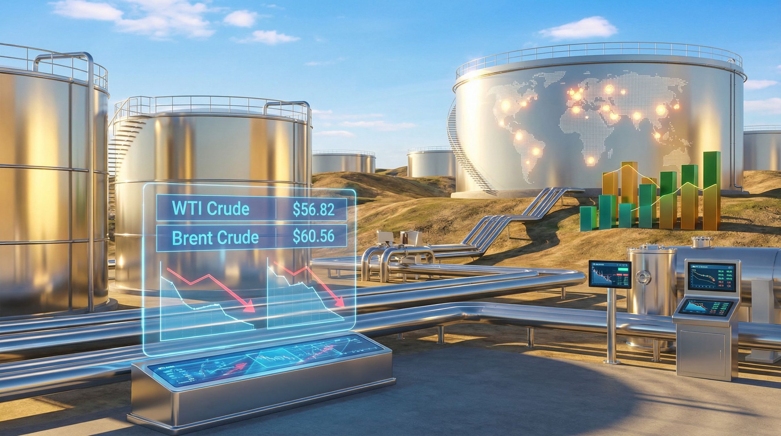 US Oil Slides to Four Year Low as Markets Tumble