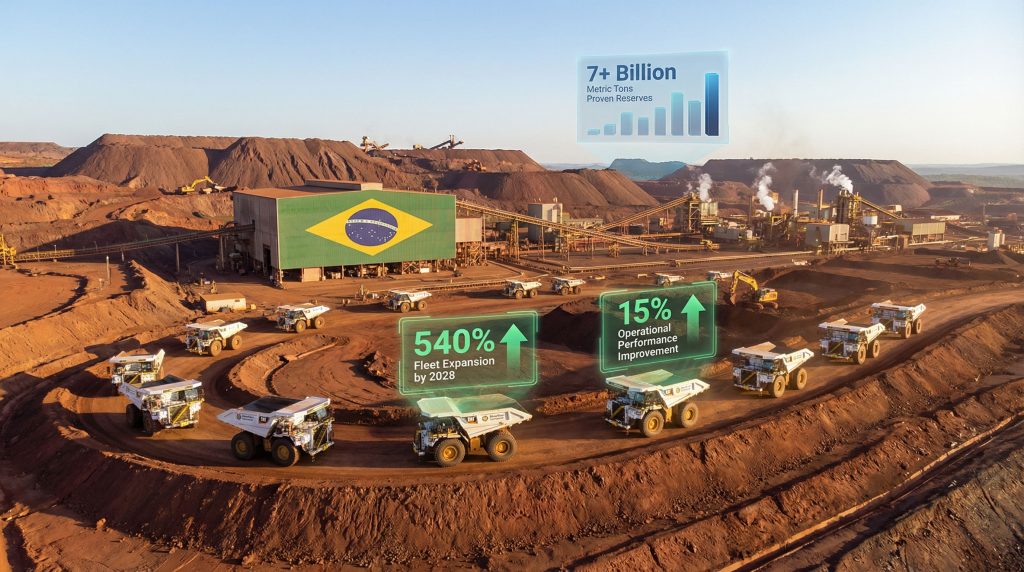 Vale autonomous fleet Brazil at mining operation.