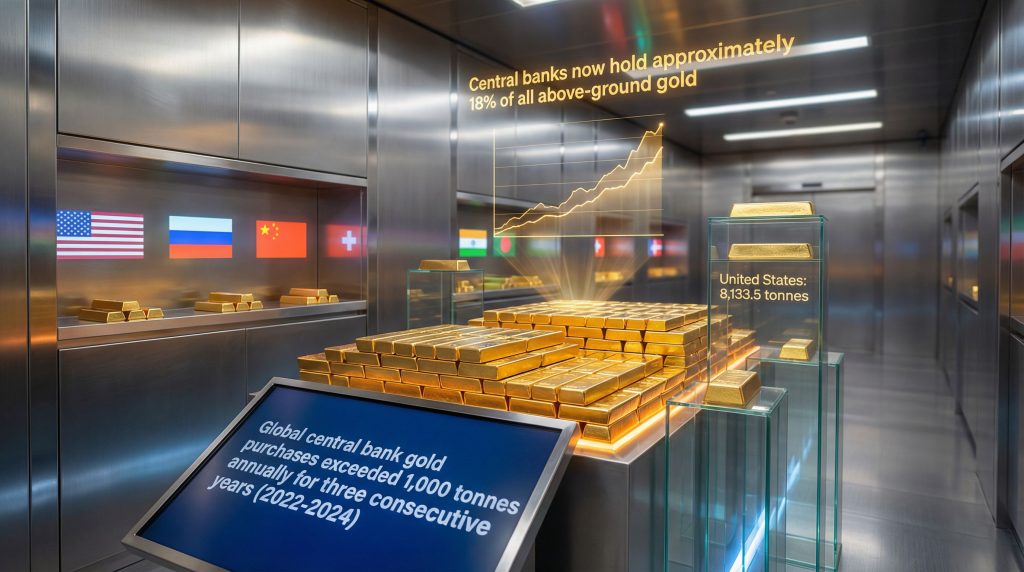 Central bank gold reserves displayed graphically.