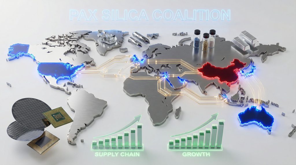 Pax Silica coalition depicting global technology network.