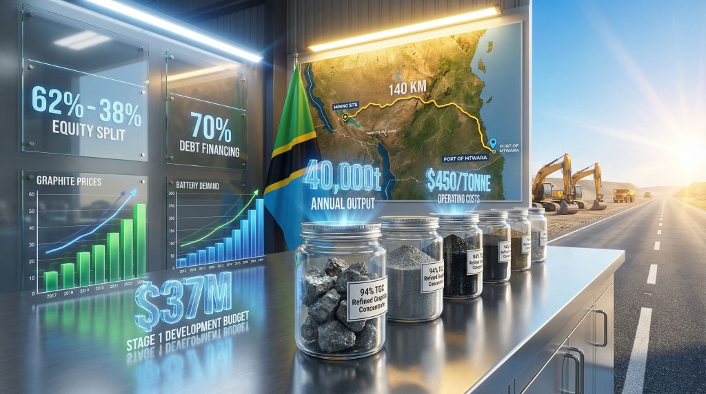 Bunyu graphite project funding details and projections.
