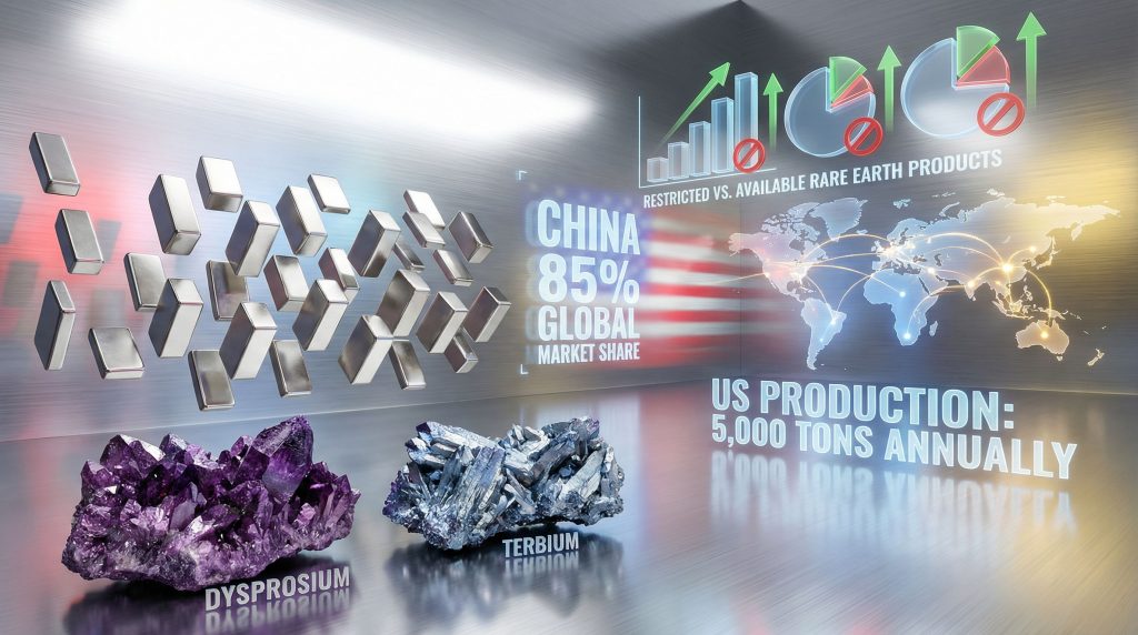 China controls rare earth market share.