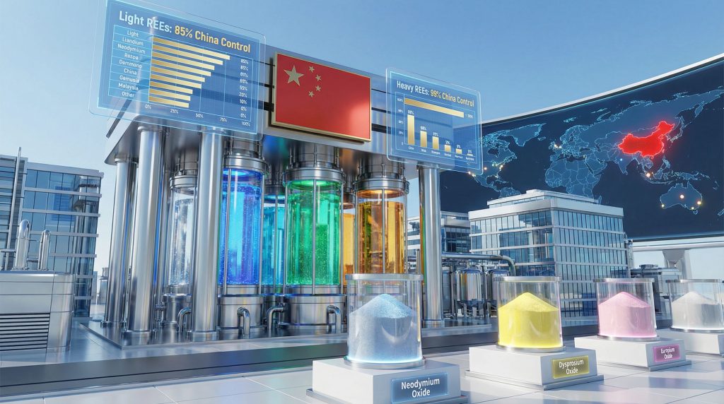 China dominates global rare earth processing.