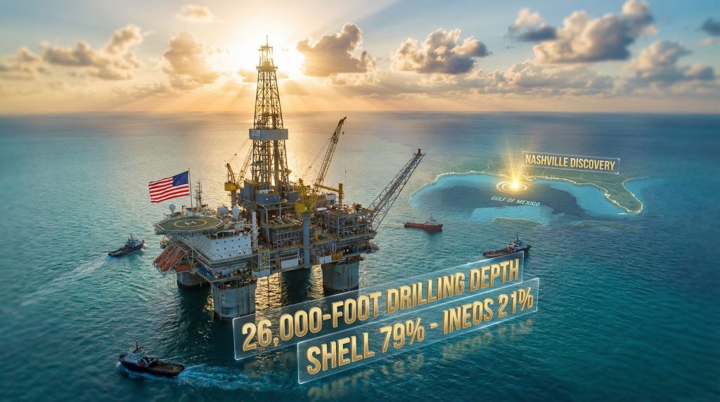 Shell INEOS Energy oil rig, Gulf discovery.