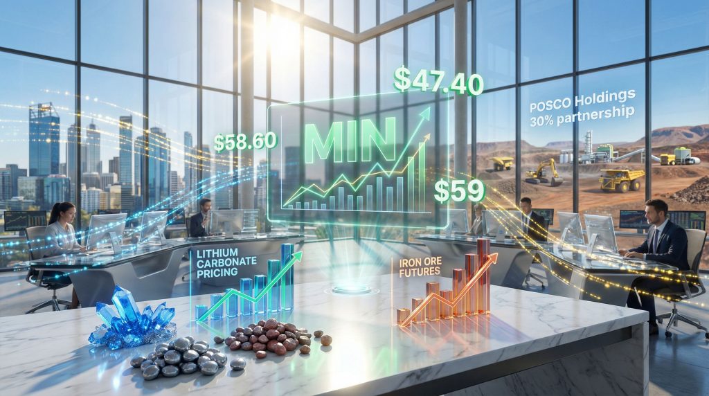 Stock rise amid mining data visualization.