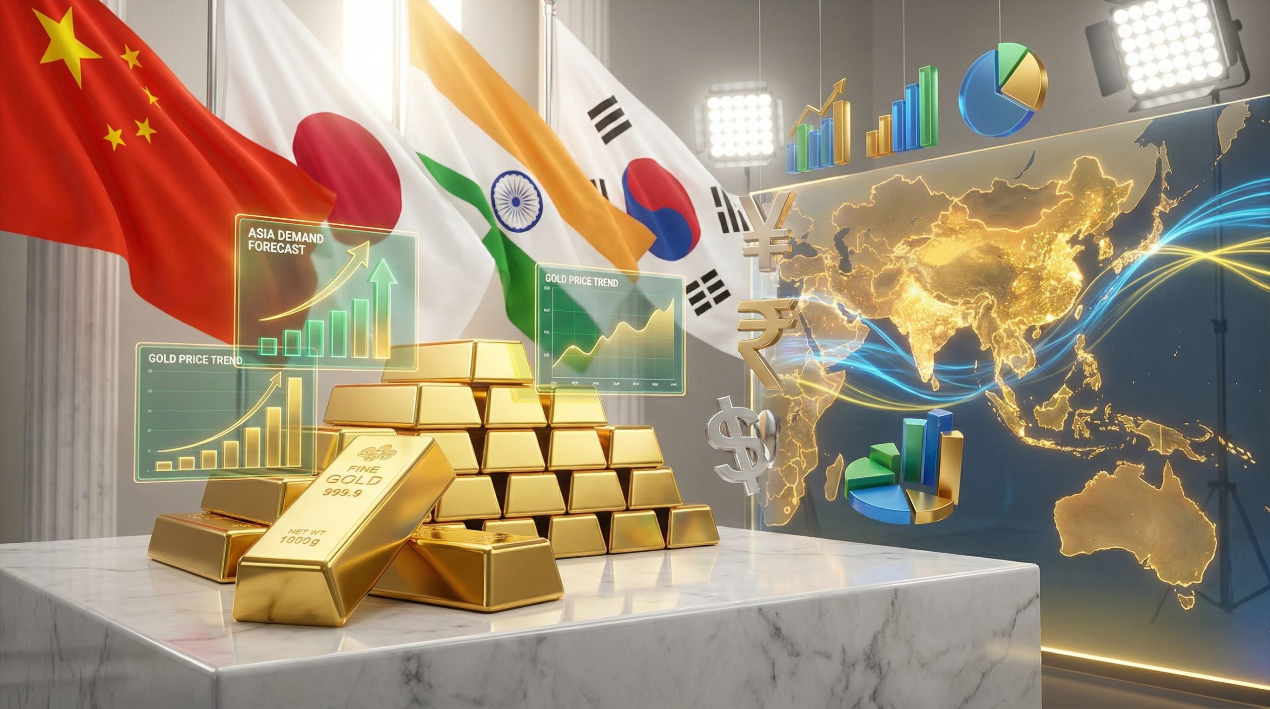 Gold bars and rising prices in Asia.