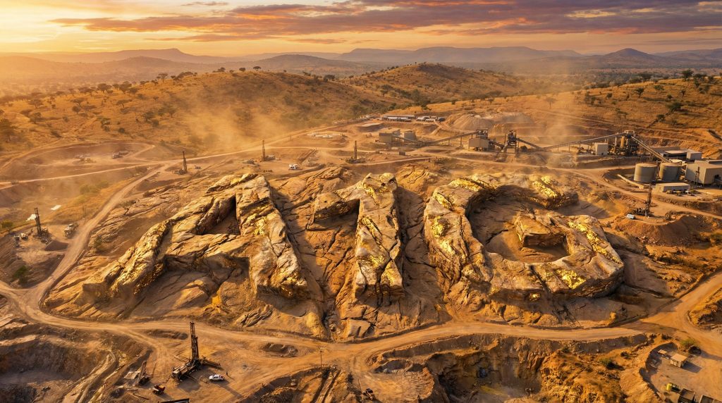 African Gold Ltd-A1G-Giant AFC letters carved in landscape.