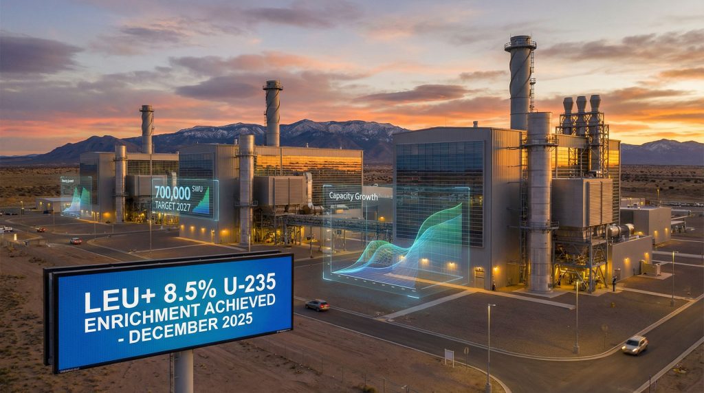 Urenco USA enrichment milestones at sunset facility.