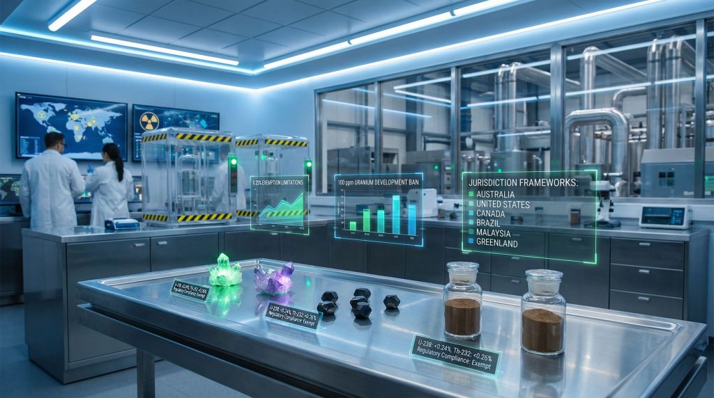 Laboratory analyzing rare earth mining regulations.
