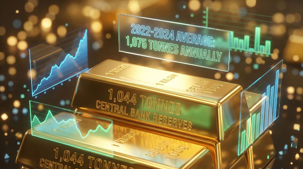 Gold bars with graphs indicating market shift.
