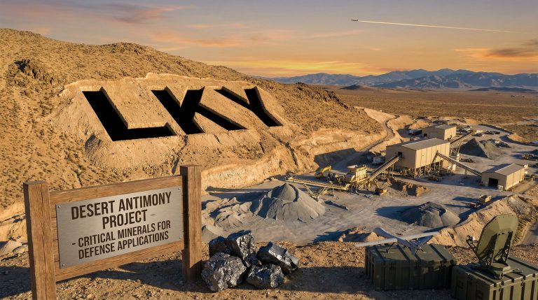 Locksley Resources Ltd-LKY-Desert Antimony Project mining facility at sunset.