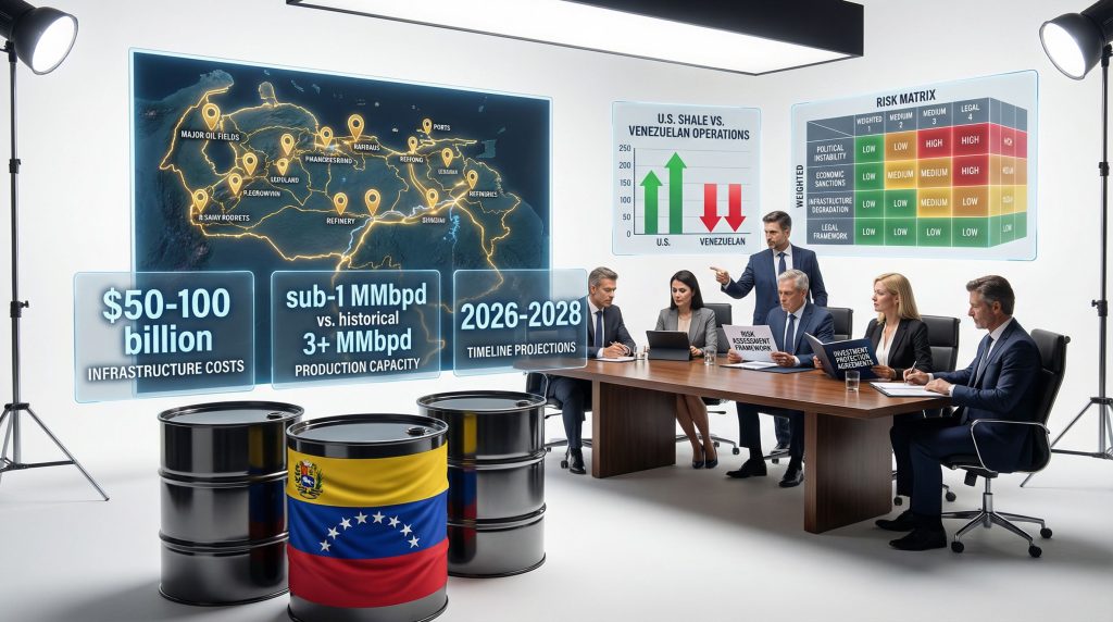 U.S. oil companies evaluate Venezuela return strategy.