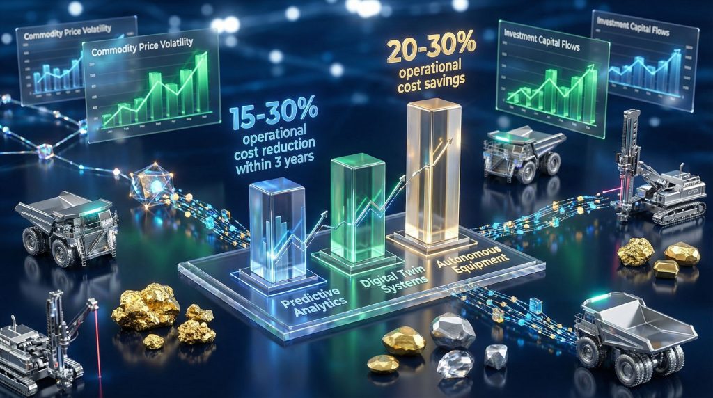 Digital transformation in mining illustrated with charts.