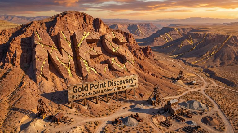 Nelson Resources Ltd-NES-Gold Point Discovery: Gold veins in desert.