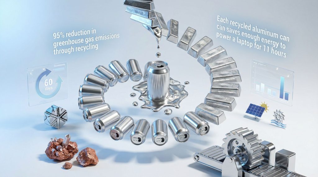 Aluminum sustainability: recycling benefits and energy savings.