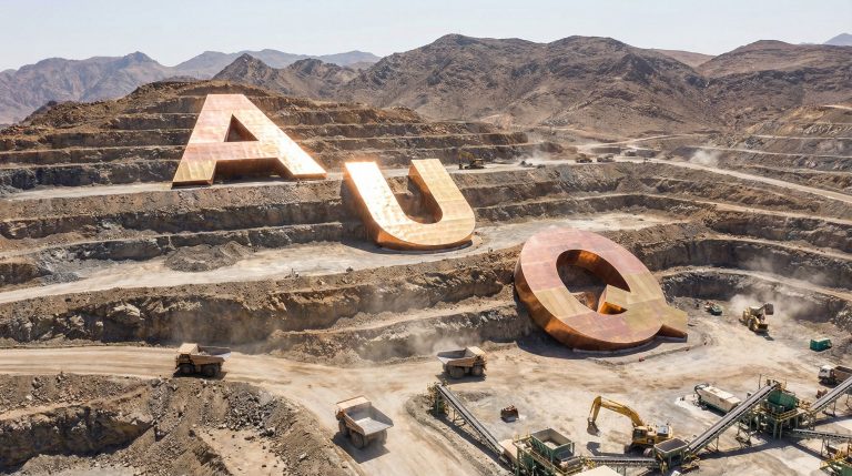 Alara Resources Ltd-AUQ-Mining: Large letters AUQ in quarry.